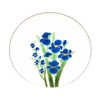 Blue Irises Enamel Plate