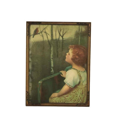 Antique Bird Watcher Girl Print