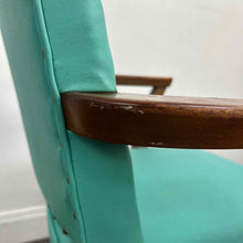 Load image into Gallery viewer, Turquoise Wooden Arm Chair