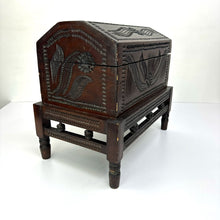 Load image into Gallery viewer, Carved Wooden Dowry Chest