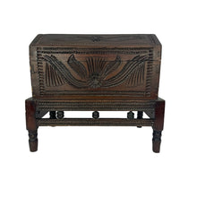 Load image into Gallery viewer, Carved Wooden Dowry Chest