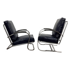 Load image into Gallery viewer, Chrome & Navy 1930s Chairs