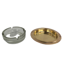 Load image into Gallery viewer, Brass & Glass Ashtray