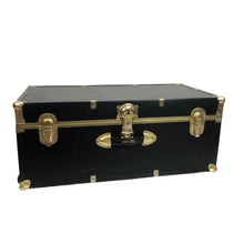 Load image into Gallery viewer, Black & Gold Foot Locker Trunk