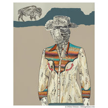 Load image into Gallery viewer, Dolan Geiman Signed Print The Quilted Wrangler (Cowgirl Buffalo)