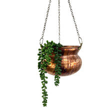 Load image into Gallery viewer, Hammered Copper Hanging Planter