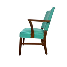 Load image into Gallery viewer, Turquoise Wooden Arm Chair
