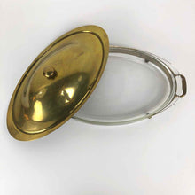 Load image into Gallery viewer, Brass & Glass Oval Serving Dish