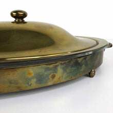 Load image into Gallery viewer, Brass & Glass Oval Serving Dish