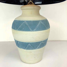 Load image into Gallery viewer, Blue Striped Southwest Pottery Lamp