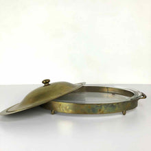 Load image into Gallery viewer, Brass &amp; Glass Oval Serving Dish