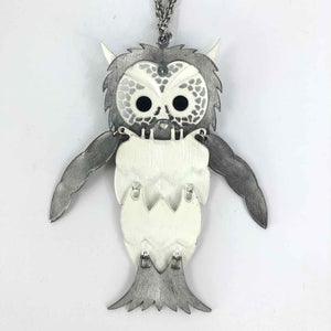 Silver & White Owl Necklace