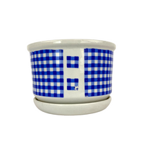 Load image into Gallery viewer, Blue Gingham Checked Planter