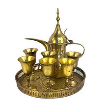 Load image into Gallery viewer, Engraved Floral Brass Tea Set