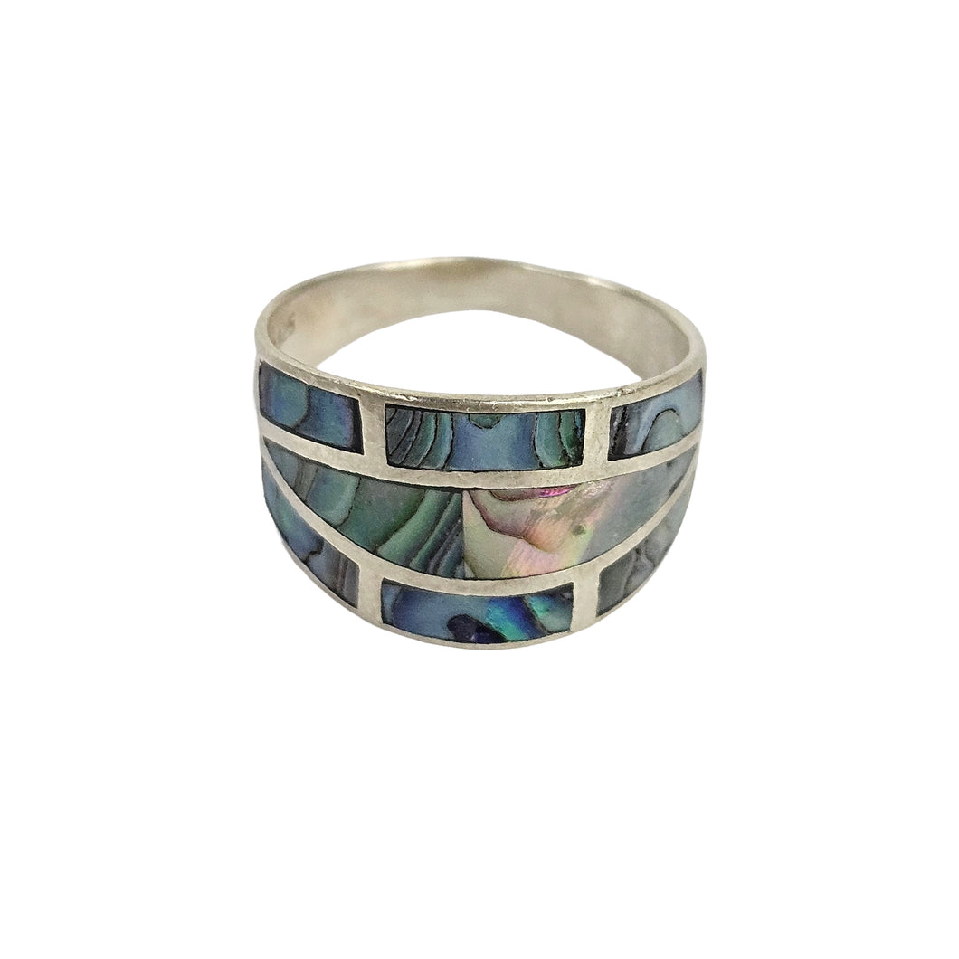 Modern Sterling & Abalone Ring