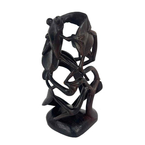 Carved Wooden Frogs Sculpture