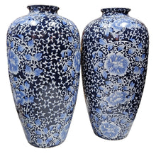 Load image into Gallery viewer, Blue Floral Chinese Vases