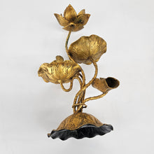 Load image into Gallery viewer, Gold Metal Lotus Candleholder