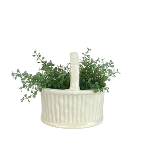 White Ceramic Basket Planter