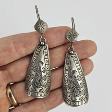 Load image into Gallery viewer, Stamped Sterling Drop Earrings