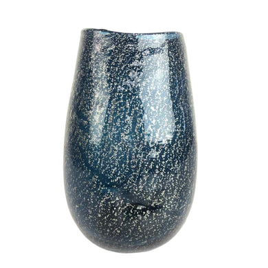 Navy Sparkle Art Glass Vase