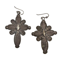 Load image into Gallery viewer, Stamped Sterling Cross Earrings