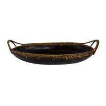 Load image into Gallery viewer, Carved Wood &amp; Wicker Bowl