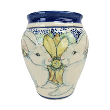 Load image into Gallery viewer, Sunflower Rabbits Pottery Vase