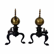 Load image into Gallery viewer, Brass &amp; Iron Andirons