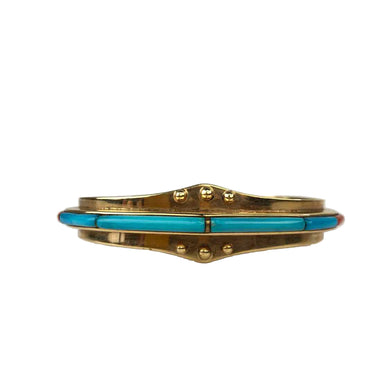 Gold, Turquoise & Coral Bracelet