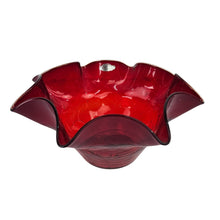 Load image into Gallery viewer, Red Ruffle Crackle Glass Bowl