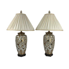 Load image into Gallery viewer, Gold Chinoiserie Porcelain Lamps