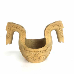 Carved Wooden Viking Ale Bowl