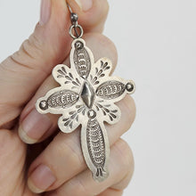 Load image into Gallery viewer, Stamped Sterling Cross Earrings