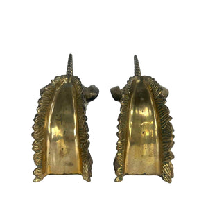 Brass Unicorn Head Bookends