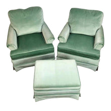 Load image into Gallery viewer, Blue Velvet Chairs &amp; Ottoman