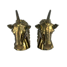 Load image into Gallery viewer, Brass Unicorn Head Bookends