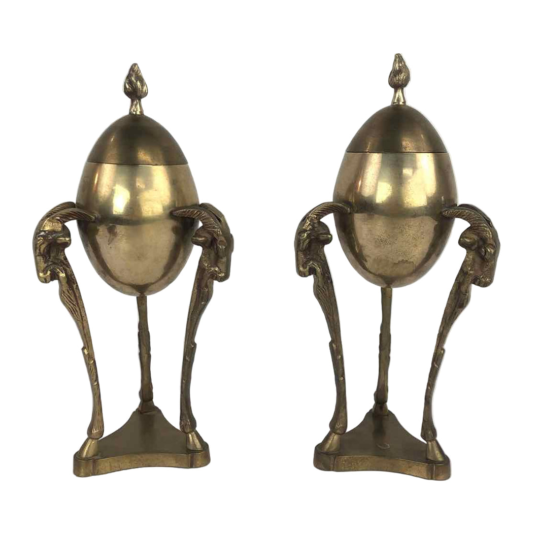 Brass Goat Head Urns