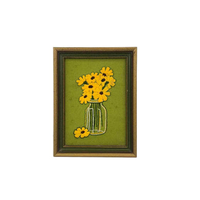 Flowers in a Jar Crewel Art