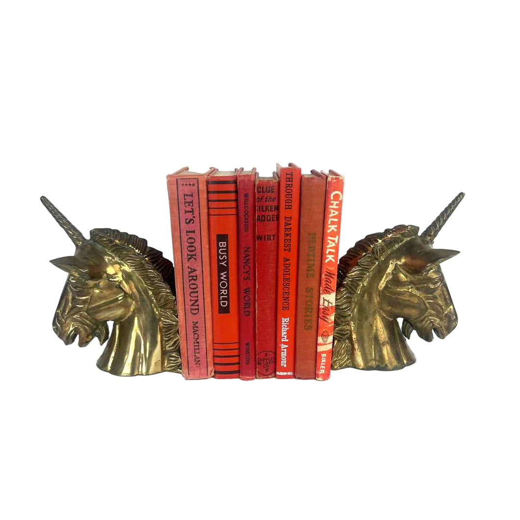 Brass Unicorn Head Bookends