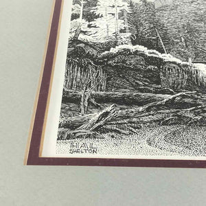 Mountain River Ink Drawing Print