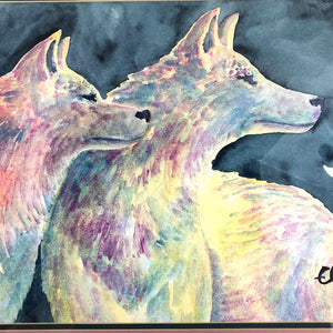 Watercolor Wolves Painting