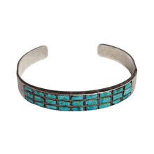 Load image into Gallery viewer, Turquoise Grid Silver Cuff