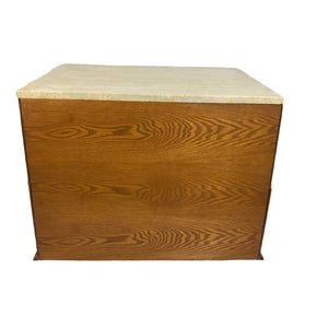 Tiger Oak & Travertine Console