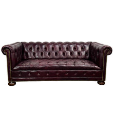Load image into Gallery viewer, Burgundy Leather Chesterfield Sofa