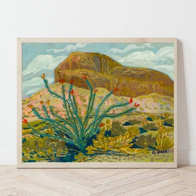 Botanical Ocotillo Western Landscape Print