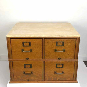 Tiger Oak & Travertine Console