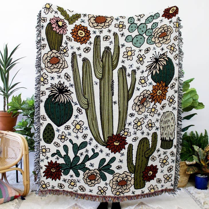 Cactus Party Tapestry Blanket