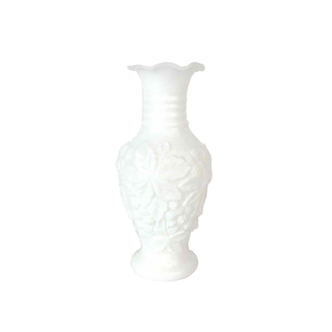 Ornate Milk Glass Vase