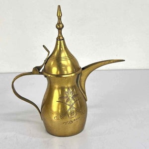 Engraved Floral Brass Tea Set